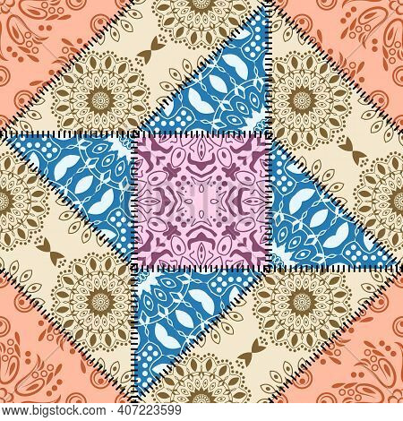 Patchwork Seamless Pattern. Vector Stock Illustration.