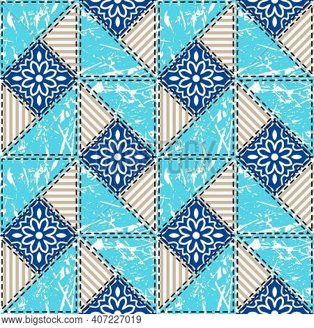 Patchwork Seamless Pattern. Vector Stock Illustration.