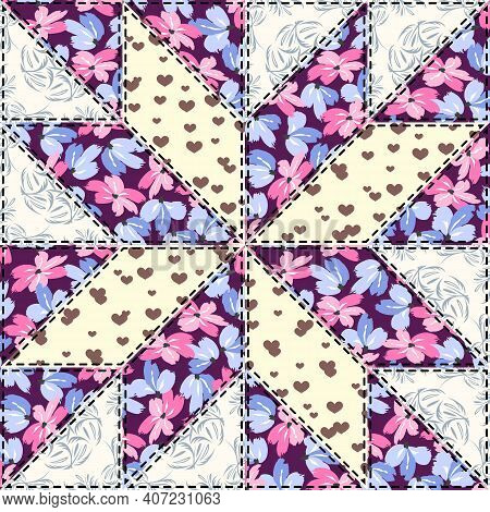 Patchwork Seamless Pattern. Vector Stock Illustration.