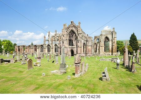ruinerne af Melrose Abbey, skotske grænser, Skotland