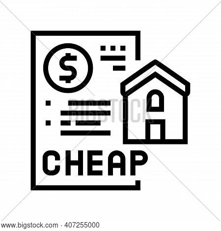 Cheap House Construction Line Icon Vector. Cheap House Construction Sign. Isolated Contour Symbol Bl