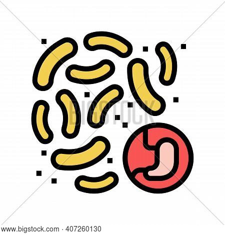 Bacteria Or Fungus Of Digestion System Color Icon Vector. Bacteria Or Fungus Of Digestion System Sig