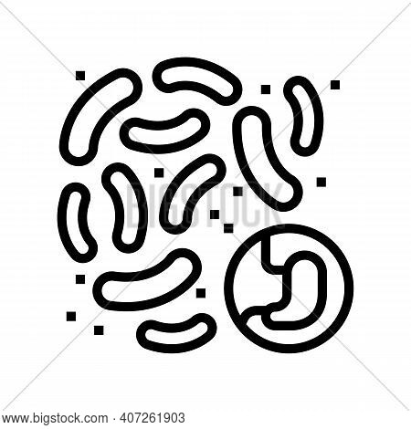 Bacteria Or Fungus Of Digestion System Line Icon Vector. Bacteria Or Fungus Of Digestion System Sign