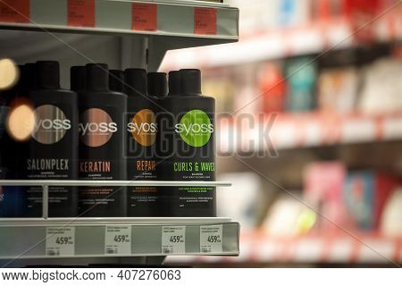 Belgrade, Serbia - December 21, 2020: Syoss Products, Hair Repair Spray And Shampoo Conditioner For 