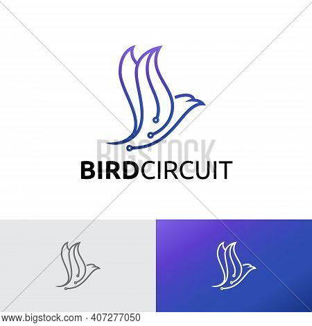 Bird Flying Circuit Computer Technology Logo Template