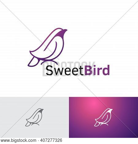 Cute Sweet Bird Line Style Logo Template