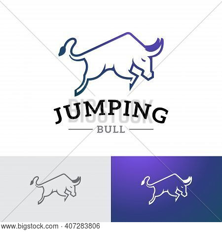 Agile Bull Buffalo Running Jumping Sport Logo Template