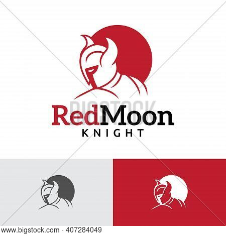 Red Moon Knight Horned Sparta Soldier Game Sport Logo