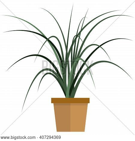 Green Plant In Pot For Home Decoration Flat Vector