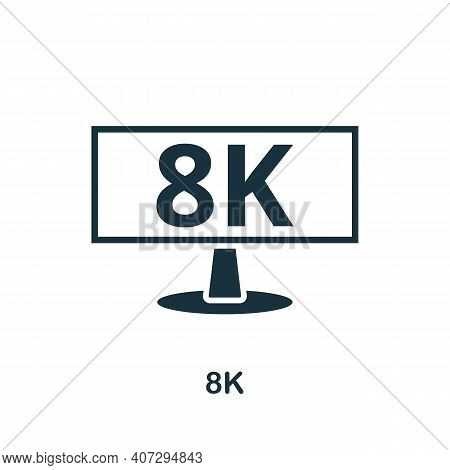 8k Icon. Simple Element From Technology Collection. Filled Monochrome 8k Icon For Templates, Infogra