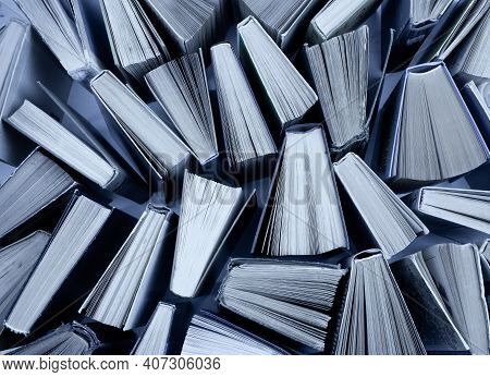 Book Background. Old Books In The Library. Bookshelf Shop. Knowledge, Publications, Literature. Book