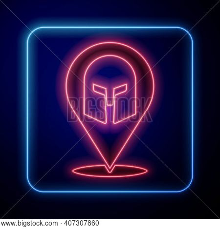 Glowing Neon Greek Helmet Icon Isolated On Black Background. Antiques Helmet For Head Protection Sol