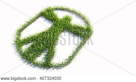 Concept or conceptual green summer lawn grass symbol shape isolated on white background, sign of  vitruvius man. A 3d illustration metaphor for architecture, renaissance, anthropology and physiology