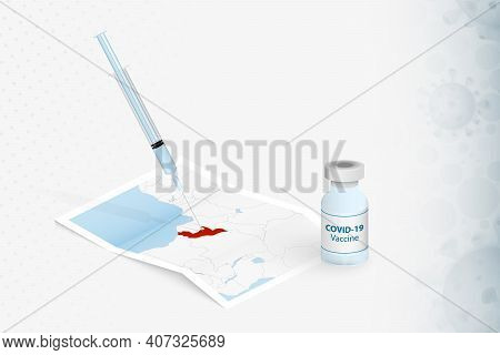 Congo Vaccination, Injection With Covid-19 Vaccine In Map Of Congo. Vaccination Concept Illustration