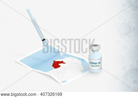 Peru Vaccination, Injection With Covid-19 Vaccine In Map Of Peru. Vaccination Concept Illustration.