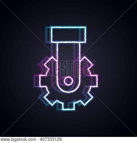 Glowing Neon Line Derailleur Bicycle Rear Speed Folding Icon Isolated On Black Background. Vector