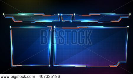 Abstract Futuristic Background Of Blue Glowing Technology Sci Fi Frame, Hud Ui, Lower Third Button B