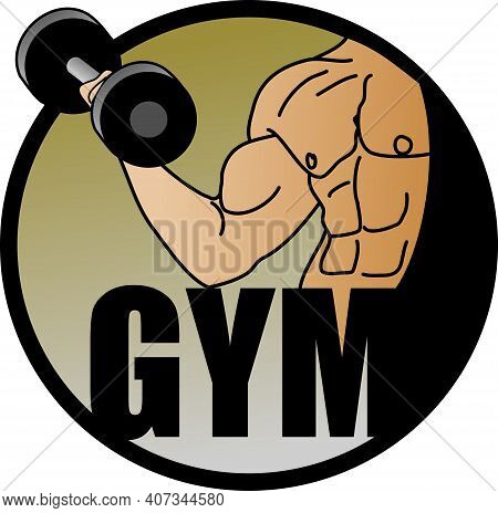 Fitness Image Of  Muscular  Man Lifting Weights