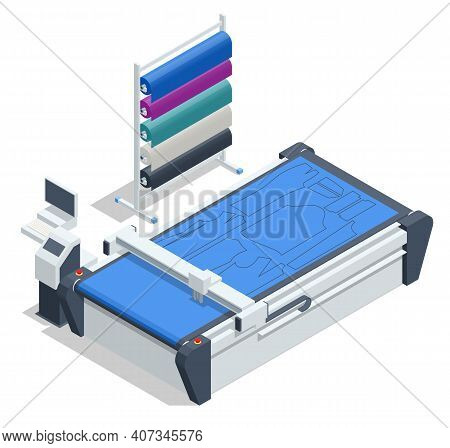 Isometric Cutting Machine. Textile Industry. Automatic Electric Cutting Rail Mounted Cloth End Cutte