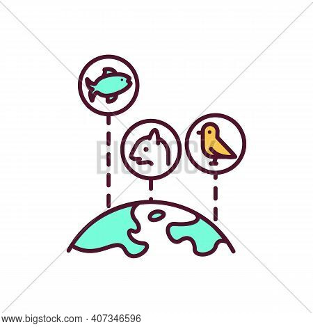 Biodiversity Rgb Color Icon. Wildlife Conservation. Global Ecosystem Protection. Worldwide Environme