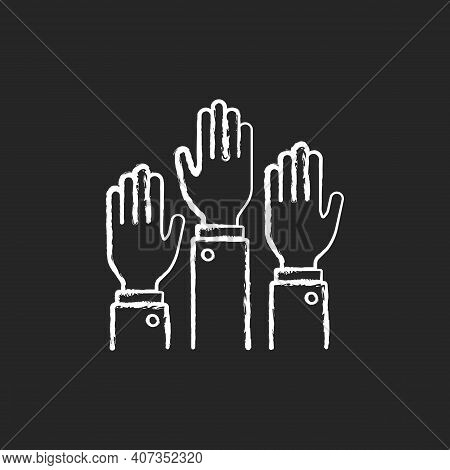 Participation Chalk White Icon On Black Background. Taking Part In Proffesional Workshops. Active Po