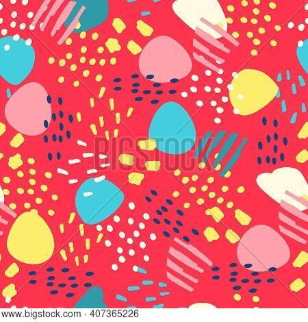 Seamless Pattern With Hand Drawn Abstract Elements For Surface Design And Other Design Projects On R