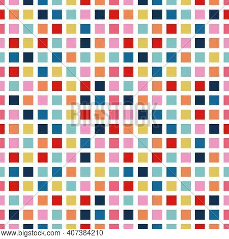 Colorful Geometric Square Vector Repeat Background. Abstract Multi Colored Modern Design. Simple, Al