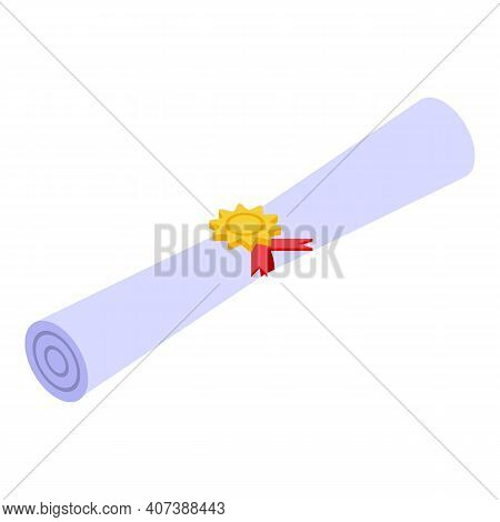 Degree Diploma Icon. Isometric Of Degree Diploma Vector Icon For Web Design Isolated On White Backgr
