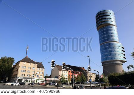 Bochum, Germany - September 17, 2020: Exzenterhaus Skyscaper In Bochum. The Office Building Was Cons