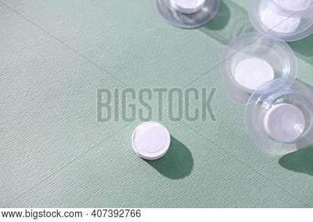 Compressed Facial Mask. Dry Single Dose Pressed Tissue Mask For Face Care. Travel Pack. Place Saving