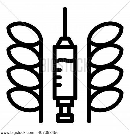 Syringe And Plants Icon. Outline Syringe And Plants Vector Icon For Web Design Isolated On White Bac