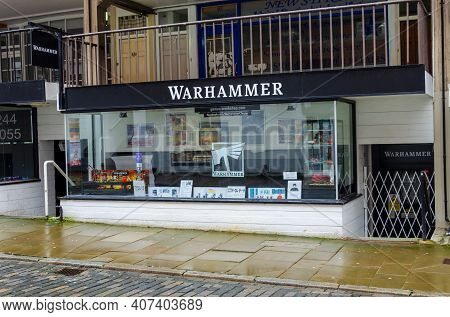 Chester; Uk: Jan 29, 2021: The Warhammer Games Workshop Store On Watergate Street. Warhammer Are Spe