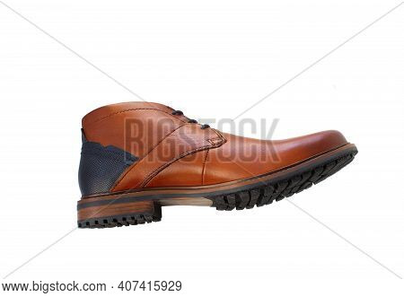 Man Fashion Elegant Leaser Shoe Brown Isolated