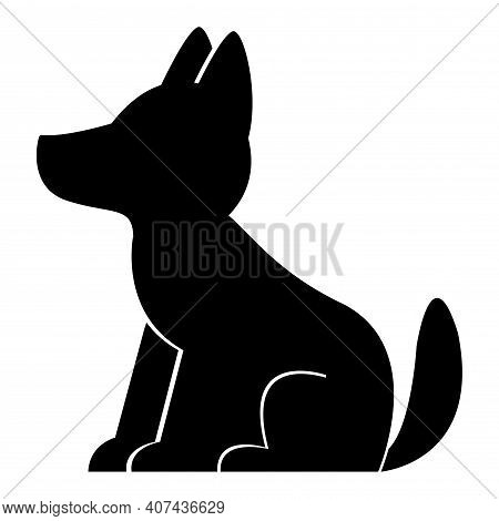 Logo With Black Dog Silhouette. Veterinary Symbol. Vector Illustration In Cartoon Style.