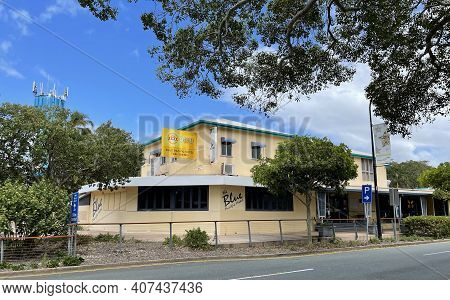 Woorim, Australia - January 12, 2021: View Of The Renovated Blue Pacific Hotel In Woorim, Bribie Isl