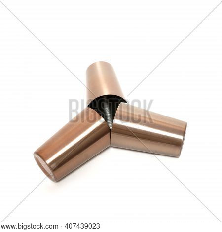 Stainless Steel Metal Shot Glasses For Liqueur Isolated On White Background