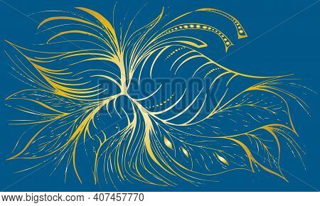 Print And Illustration, Gold Vector Fantasy By Flower Vintage