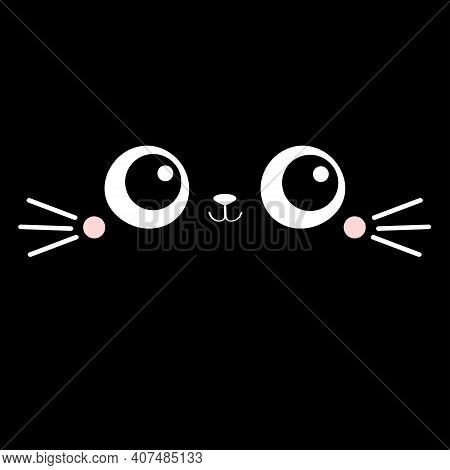 Cute Cat Kitten Kitty Square Face Head Icon. Cartoon Funny Baby Character. Kawaii Animal. Kids Print