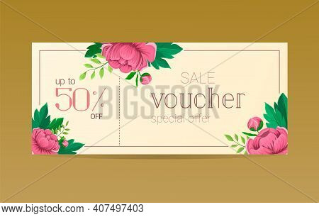 Horizontal Voucher Vector Flower, Special Spring Sale
