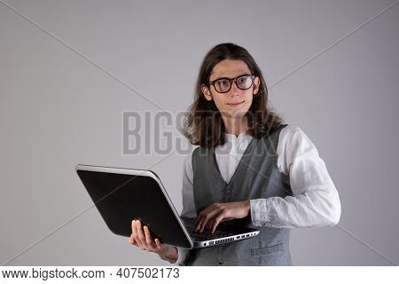 Programming And Writing Code, Developing Software Products. Geek Guy,