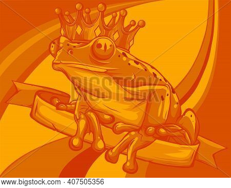 Frog Prince Waiting To Be Kissed Vector Illustration