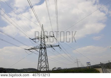 Energy Supply With A 380 Kv Power Line And Power Pole