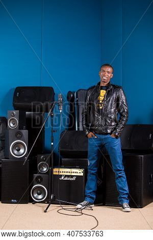 Black African, Executive Producer And Director David Mashabela In Recording Studio