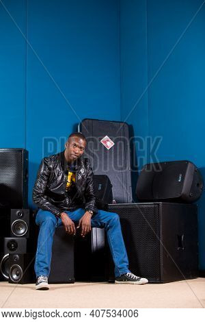 Black African, Executive Producer And Director David Mashabela In Recording Studio