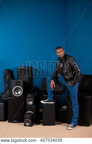 Black African, Executive Producer And Director David Mashabela In Recording Studio
