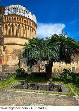 Monument Of Slaves And The Anglican Cathedral In Stone Town, Zanzibar