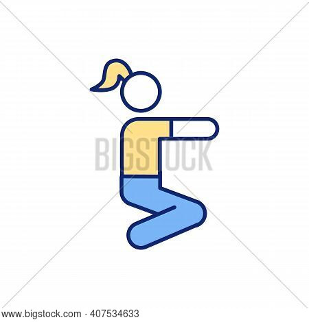 Doing Squats Rgb Color Icon. Burning Calories. Core Strengthening. Improving Abdominal And Leg Muscl