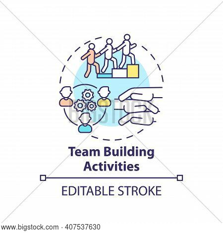 Team Building Activities Concept Icon. Worker Adaptation Stages. Teamwork, Collaboration Idea Thin L