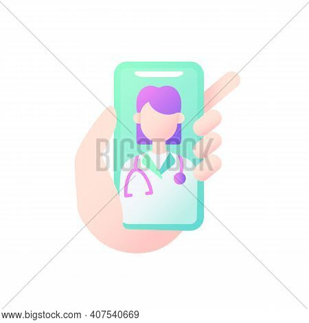 Video Consultation Vector Flat Color Icon. Virtual Visits With Doctors. Video Appointment. Trustwort