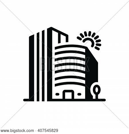 Black Solid Icon For Company Corporate Office Building Business Association Architecture Apartment R